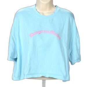 Unique Dangerous Minds Blue Cropped Skull and Cross T Shirt Size XXL